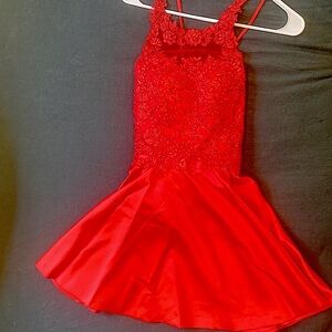 Vnaix red mini dress, lots of sparkle, XS, lace up back!